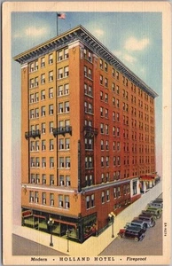 1932 DULUTH, Minnesota Postkarte HOLLAND HOTEL Straßenansicht Curteich LEINEN unbenutzt - Bild 1 von 2