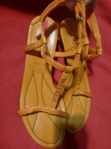 PRADA Woman's Orange Kitten Heel Sandals Size 39 US Women's 9 - Picture 1 of 9