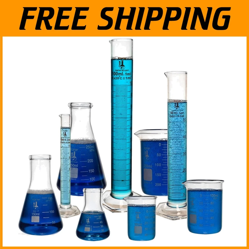 Juego de vasos, frasco, cilindros de vidrio de borosilicato de 9 piezas Foto 1 de 4