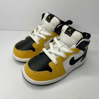 Jordan 1 Mid Toddlers Yellow Ochre/Black-White Sneakers (DQ825 701) Size 7c NWB - Image 1 of 4
