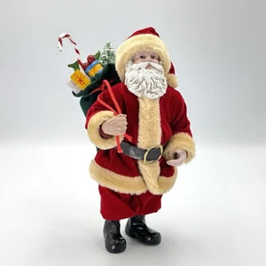 Vintage Weihnachten Santa stehende Figur mit Geschenksack Tasche Spielzeug traditionell 9 Zoll - Bild 1 von 8