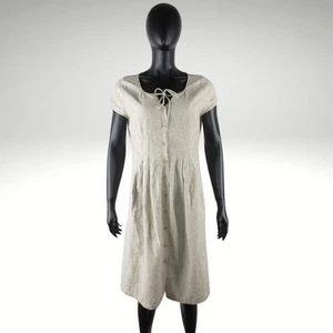 NOA NOA hellgrün gestreift Leinen Baumwolle Kurzarm Knopf Kleid Cardigan M - Bild 1 von 24
