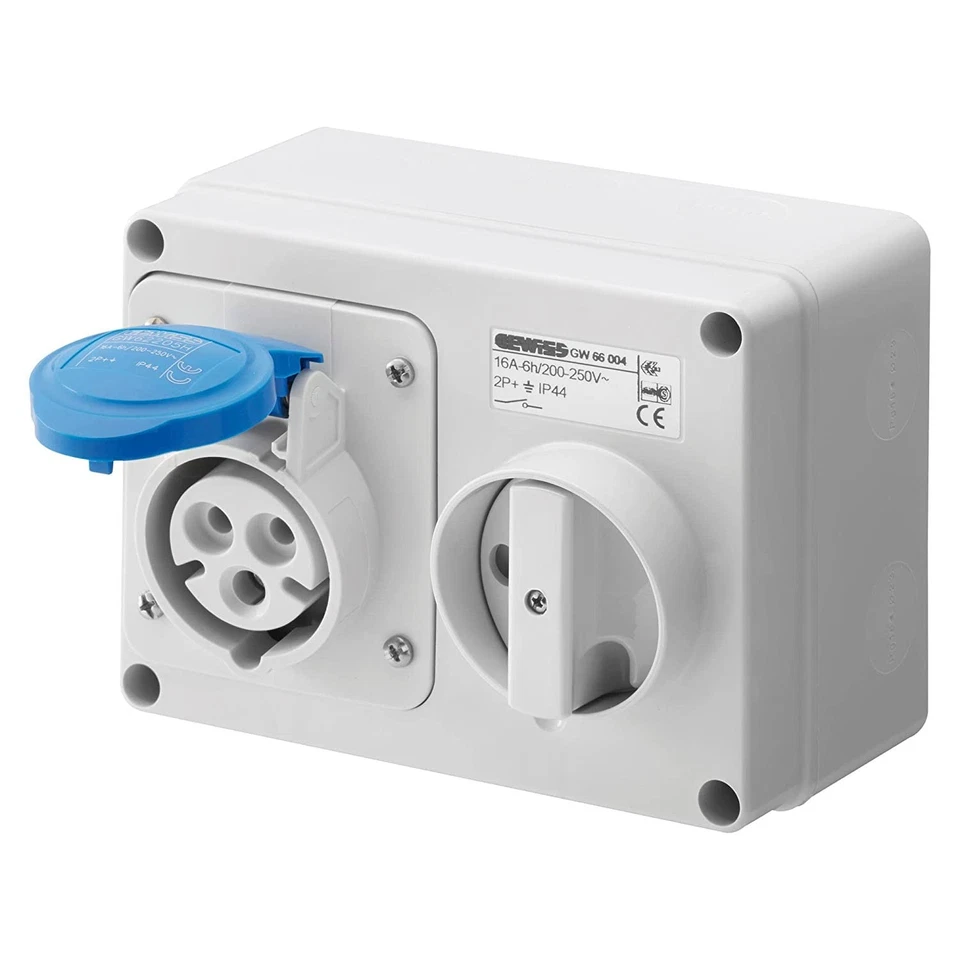 GEWISS GW66004 3 Pin Interlocked Switched Socket - Blue
