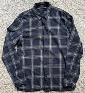Men’s All saints Grey Check Flannel Button Down Shirt Size S - Picture 1 of 5