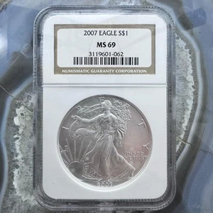 2007 US 1.0oz.999 Fine Silver American Silver Eagle NGC MS69 #3119601-062EX - Picture 1 of 6