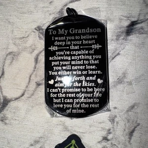 To My Grandson Birthday Gifts from Grandma Grandpa -Keychain Or Necklace Pendant - Picture 1 of 3