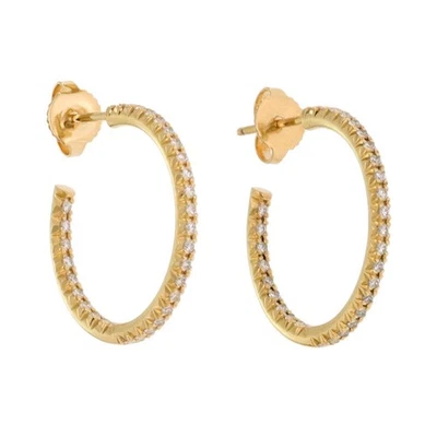 Tiffany & Co. Inside Out Diamond 18k Yellow Gold Small Hoop Earrings - Image 1 of 4