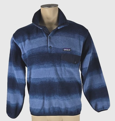 Patagonia Mens SYNCHILLA Blue Stripe T Snap Fleece Pullover Jacket Sz Medium - Image 1 of 3