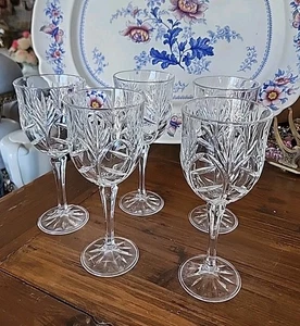 FIFTH AVENUE CRYSTAL “Portico” Set of 5 10oz Water Wine Goblets 24% Lead Crystal - Picture 1 of 7