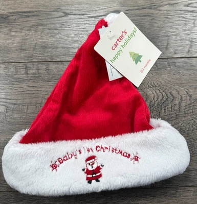Baby Boy Clothes New Vintage Carter's 0-3 Month Baby's First Christmas Santa Hat - Image 1 of 2
