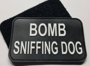 BOMB SNIFFING DOG Morale PVC Hook N Loop Patch approx 2.5x4.75" - Picture 1 of 2