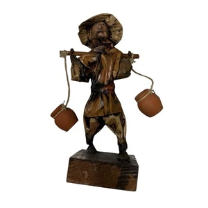 Vintage Paper Mache Man Carrying Water Jug Mexican Folk Art Figurine Collectible - Picture 1 of 7