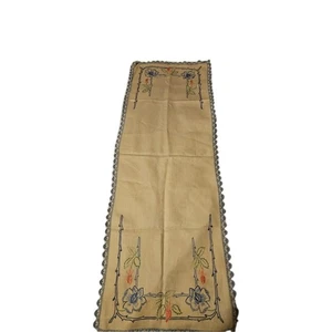 Bestickter Tischläufer 40,5" x 14,5", Beige, Blau, Rosa, Grün, Rechteckig (C8) - Bild 1 von 11