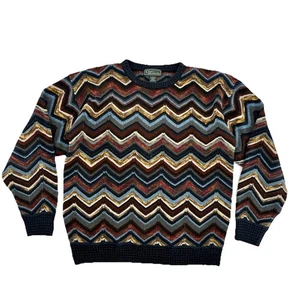 Croft & Barrow Vintage 80er LARGE Chevron gestreifter Chenille Rundhalsausschnitt Pullover Cosby Mod - Bild 1 von 6