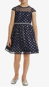 RARE EDITIONS Girls Navy Embellished Satin & Mesh Party Dress Sz 4/4T - Picture 1 of 13
