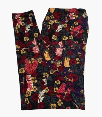 Leggings LuLaRoe TC2 Alto Curvilíneo 2 Disney PRINCESA RANA VILLANO SOMBRA HOMBRE Flor Foto 1 de 4