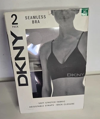 DKNY 2 Pack Seamless Soft Stretch Fabric Bras Size XL 38-40 D/DD Black Gray - Image 1 of 3