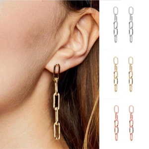 Retro earrings drop earrings vintage party dangle Oval link chain women jewelry - Picture 1 of 14