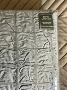 House Of Fraser Kingsize Grey Seersucker Duvet Set Cover Pillowcases BNIP RRP£30 - Picture 1 of 9