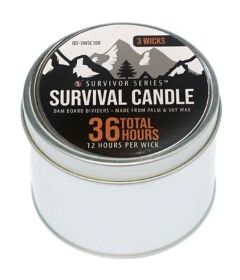 SE Emergency Survival Candle 3 Wick 36 Hour Wilderness Outdoor Heat Tin Camping box