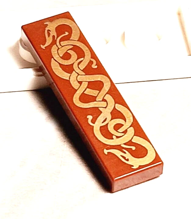 LEGO Viking Gold Entwined Sign 1x4 Printed SNAKES Northmen Conquers Explorer - Image 1 of 1