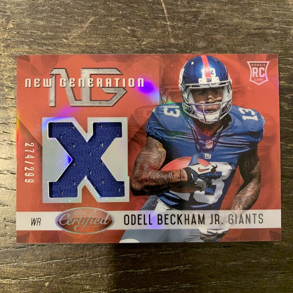 ODELL BECKHAM JR 2014 CERTIFIED NEW GENERATION ROOKIE HOLO JERSEY CARD /299 - Image 1 of 3