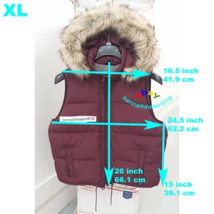 ABERCROMBIE & FITCH PUFFER VEST JACKET BURGUNDY WOMENS SIZE XL - Picture 1 of 9