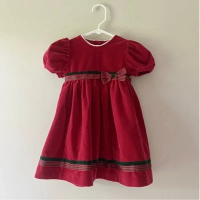 Vestido de Navidad Good Lad of Philadelphia de terciopelo rojo con lazo para niñas de 4-5 años Foto 1 de 4
