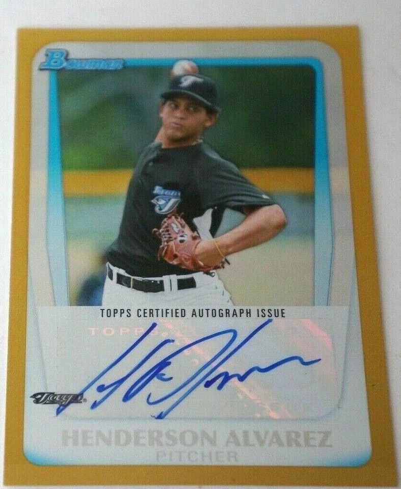 #2 2011 Bowman GOLD HENDERSON ALVAREZ Toronto Blue Jays Auto #ed 15/50 Autograph - Image 1 of 1