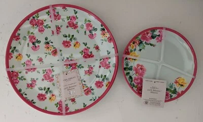 Juego de 4 platos pequeños de ensalada de postre rosa floral Laura Ashley de melamina + 4 Foto 1 de 4