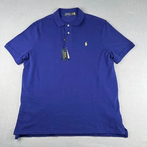 Polo Ralph Lauren Polo Shirt Xl Navy Blue Yellow Pony Classic Fit Mens New NWT - Picture 1 of 13