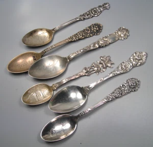 6 cucharas florales pesadas de plata de ley .925. 152,1 gramos. - Imagen 1 de 15