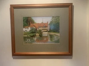 Pulls Ferry ~ Norwich - Original Aquarell im versiegelten Rahmen von C.Moore 1998 - Bild 1 von 6