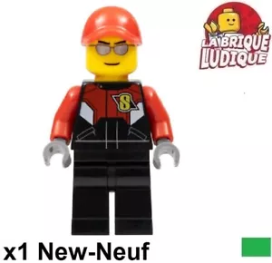 Lego Figurine Minifig Racers racing bike driver 1 pilote moto lunette cap rac058 - Imagen 1 de 1