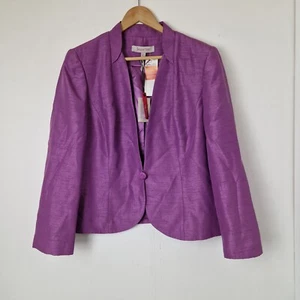 Chaqueta formal Jacques Vert violeta púrpura manga larga botón único nueva con etiquetas Reino Unido 20 - Imagen 1 de 6