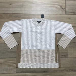 Club Monaco Womens Long Sleeve Color Block Renie Sweater Size XS Fawn/Khaki - Picture 1 of 10