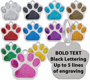 Dog Cat Pet Tag ID Collar 27mm Tags Personalised Engraved In Black Bold Letters - Picture 1 of 23