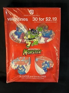 Vtg 80s My Pet Monster Valentines Day Cards Boy Classic Retro Character Football - Picture 1 of 5