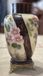 Antico vaso decorativo - stile liberty - decoro floreale /opalina - Foto 1 di 9
