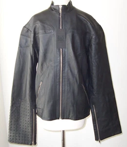 Chaqueta de motociclista ERNTE de cuero negro con tachuelas metálicas XL para hombre - Imagen 1 de 4