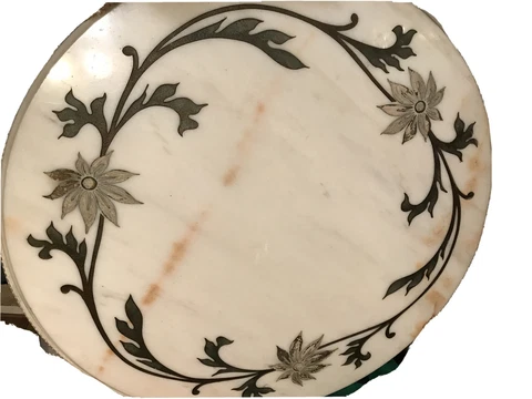 Vintage Italian MARBLE Round COFFEE TABLE  Floral Scroll MCM Hollywood Regency Cover