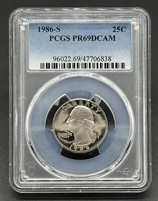 Stunning American 1986-S 25C Graded Washington Quarter Proof Coin PCGS PR69DCAM - Image 1 of 2
