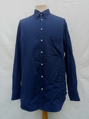 Camisa de vestir para hombre GIORGIO ARMANI 41, 16 azul marino algodón tejido a rayas EXCELENTE Foto 1 de 4