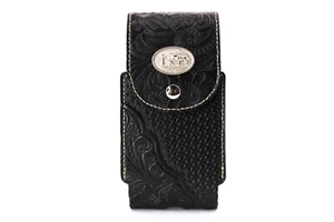 Western Cowboy Prayer Black Leather Phone Holster Magnetic Fit Phone 6x3'' - Picture 1 of 6