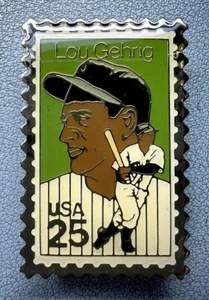 1989 LOU GEHRIG ENAMEL USPS 25-cent POSTAL STAMP PIN (NEW) N.Y. YANKEES / HOF * - Picture 1 of 2