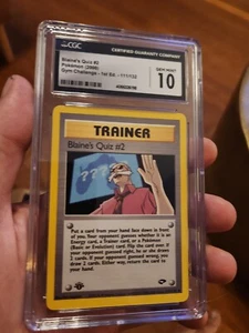 (POP 10) CGC GEM MINT Pokemon Gym Challenge Blaine’s Quiz #2 1st Edition 111/132 - Picture 1 of 4