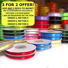Satin Ribbon 23m Reels Double Sided 3 6 10 15mm Widths ORDER 3 PAY FOR 2
