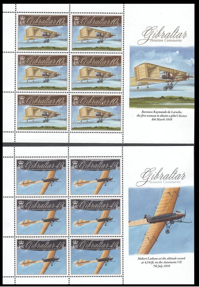 GIBRALTAR - 2010 AVIATION CENTENARIES - AIRCRAFT ZEPPELIN SET OF 4 SHEETLETS MNH - Image 1 of 4