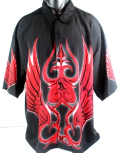 No Boundaries 2XL Mens Black Casual Button Shirt Wings Design Front, Side, Back - Picture 1 of 5