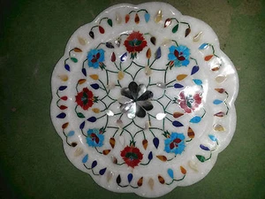 12 Zoll Dekorative Marmorplatte Pietra Dura Lapislazuli Türkis Wohndeko Gesch... - Bild 1 von 4